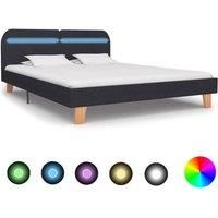 Bed Frame with LED Dark Grey Fabric 150x200 cm King Size