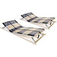 Slatted Bed Bases 2 pcs with 42 Slats 7 Zones 90x200 cm