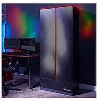 X Rocker Carbon Tek 2 Door Wardrobe With Drawer And Neo Fibre Led Lighting