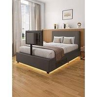 Xr Living Ava Upholstered Tv Bed With Under Bed Lighting - Fits Up To 55 Inch Tv - Grey