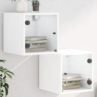 Berkfield Home Bedside Cabinets with Glass Doors 2 pcs White 35x37x35 cm | Size: 35 x 37 x 35 cm