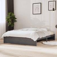 Bed Frame Grey Solid Wood 135x190 cm Double