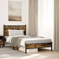 Berkfield Home Metal Bed Frame without Mattress Smoked Oak 100x190 cm in Brown