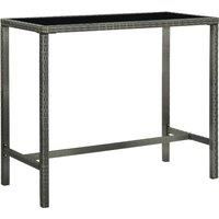 Garden Bar Table Grey 130x60x110 cm Poly Rattan and Glass