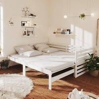 Pull-out Day Bed White Solid Pinewood 2x(90x200) cm
