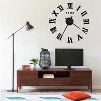 3D Wall Clock Modern Design Black 100 cm XXL