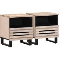 Berkfield Home Bedside Cabinets 2 pcs 40x33x46 cm Solid Wood Bleached Mango in Brown | Size: 40 x 33 x 46 cm