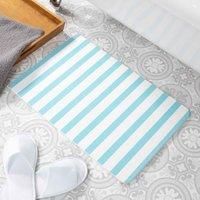 Artsy Mats Blue Stripe Pattern White Stone Non Slip Bath Mat