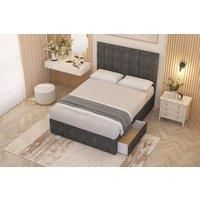 Somnior Austin Tweed Fabric Midnight Pocket Sprung Divan Storage Bed with 4 Drawers & Headboard in Charcoal | Size: Double