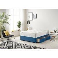 Somnior Ziggy Plush Velvet Divan Bed With 4 Drawers & Sprung Memory Foam Mattress in Navy | Size: Super King
