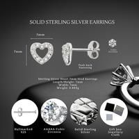 Sterling Silver Love Heart Stud Earrings 7Mm S925 Hallmarks
