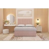 Somnior Alexas Plush Velvet Divan Bed Set with Midnight Pocket Sprung Mattress & Headboard in Pink | Size: King