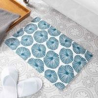 Blue Swirl White Stone Non Slip Bath Mat