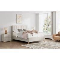 Bedmaster Cream Linen No Drawer Divan Base And Valencia Headboard Super King, Cream
