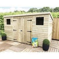 14 x 3 Pressure Treated Pent Garden Shed with Double Doors