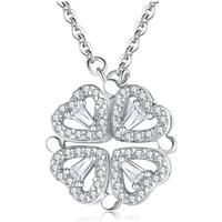 Magnetic Four Leaf Necklace+Md Box - Silver