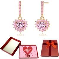Earrings With Pink Crystal+Valentine Box