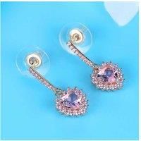 Earrings With Pink Crystal+Valentine Box