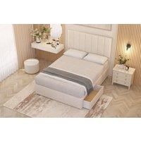 Somnior Alexas Plush Velvet Midnight Pocket Sprung Divan Storage Bed with 4 Drawers & Headboard in Ivory | Size: Double