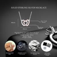 Sterling Silver Two Tone Double Heart Necklace S925 Hallmark