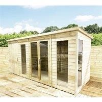 Marlborough 28 x 6 COMBI Pressure Treated Pent Summerhouse with Side Shed in Natural