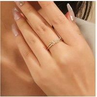 Love Heart Crystal Open Ring Adjustable - Silver