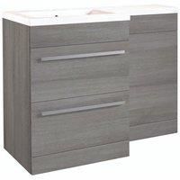Silver Oak Right Hand 2 Drawer Combo Unit with L Shape Basin 1.1m Wide