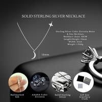 Sterling Silver Moon Star Pendant Necklace Solid S925 Hallmark