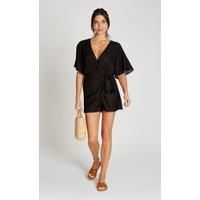 Black Playsuit With Linen
