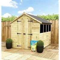 10 x 4 Pressure Treated Low Eaves Apex Garden Shed with Double Door