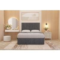 Somnior Austin Plush Velvet Divan Bed Set with Midnight Pocket Spring Mattress & Headboard in Charcoal | Size: King