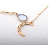 Teardrop And Moon Open Front Necklace - Blue