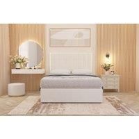 Somnior Alexas Plush Velvet Divan Bed Set with Midnight Pocket Sprung Mattress & Headboard in White | Size: Super King