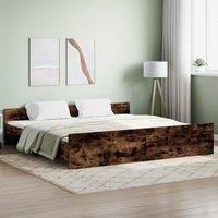 Bed Frame with Headboard with Footboard Smoked Oak 180x200 cm Super King
