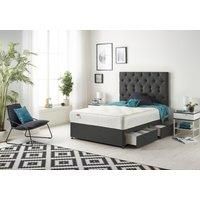 Somnior Premier Sprung Memory Foam 2 Drawer Divan Bed with Upholstered Headboard Tweed Fabric in Charcoal | Size: Double