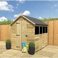 13 x 6 Pressure Treated Low Eaves Apex Garden Shed with Single Door