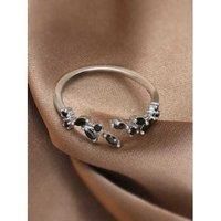 Leaf Black Wrap Open Ring Adjustable