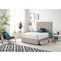 Somnior Premier Sprung Memory Foam 2 Drawer Divan Bed with Upholstered Headboard Plush Velvet in Silver | Size: Super King