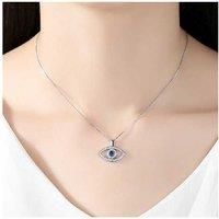 Blue Eye Crystal Silver Pendant Necklace