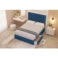 Somnior Alexas Plush Velvet Midnight Pocket Sprung Divan Storage Bed with 4 Drawers & Headboard in Navy | Size: Small Double