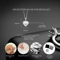 Sterling Silver Plain Puff Heart Necklace S925 Hallmark