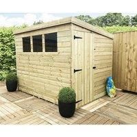 7 x 7 Pressure Treated Pent Garden Shed with Side Door