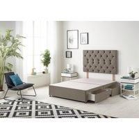Somnior Premier Divan Bed Base With 4 Drawers & Headboard Tweed in Brown | Size: King