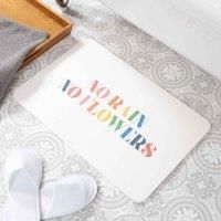 No Rain No Flowers White Stone Non Slip Bath Mat