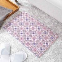 Geometric White Stone Non Slip Bath Mat