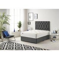 Somnior Premier Divan Bed with 24Cm Deep Mattress & Headboard In Wool Tweed Fabric in Charcoal | Size: Small Double
