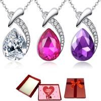 Crystal Necklace+Valentine Gift Box - Silver