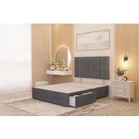 Somnior Alexas 2 Draw Divan Bed Base with Headboard Plush Velvet in Silver | Size: Super King