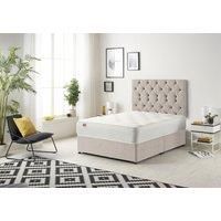 Somnior Premier Divan Bed with 24Cm Deep Mattress & Headboard In Plush Fabric in Stone | Size: Super King