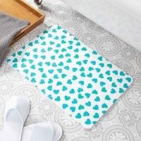 Blue Hearts White Stone Non Slip Bath Mat